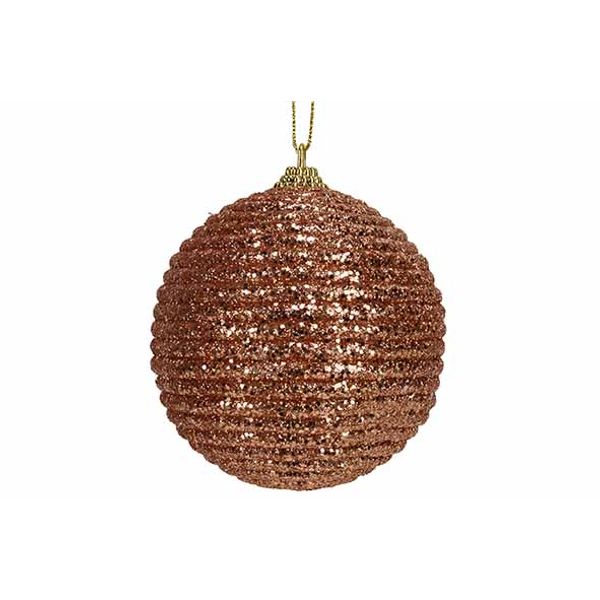 Kerstbal Rope Glitter Koper D8cm Kunstst Of 