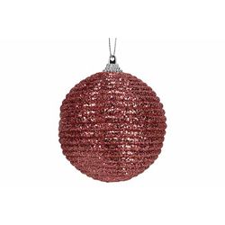 Kerstbal Rope Glitter Roze D8cm Kunststo F 