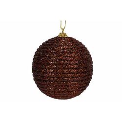 Kerstbal Rope Glitter Bruin D8cm Kunstst Of 