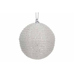 Cosy @ Home Boule Noel Rope Glitter Blanc D8cm Plast Ic 