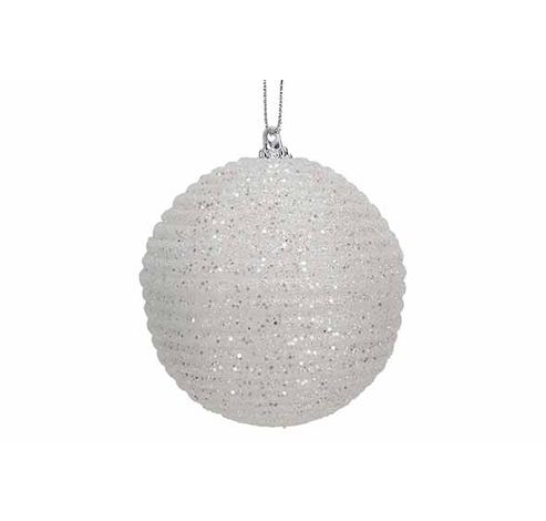 Kerstbal Rope Glitter Wit D8cm Kunststof   Cosy @ Home