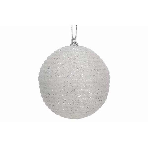 Kerstbal Rope Glitter Wit D8cm Kunststof  