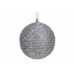 Kerstbal Rope Glitter Zilver D8cm Kunsts Tof 