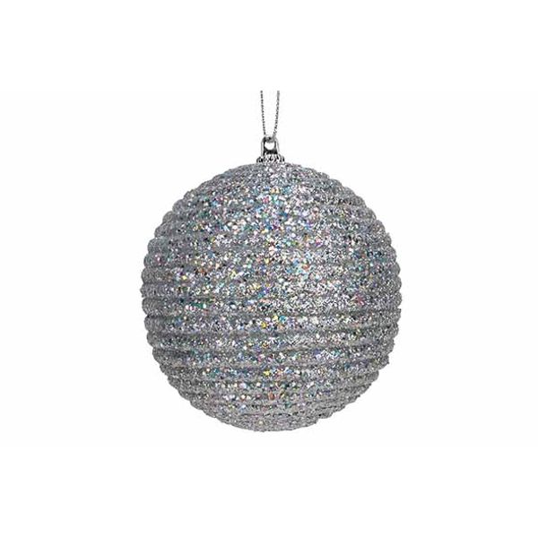 Kerstbal Rope Glitter Zilver D8cm Kunsts Tof 