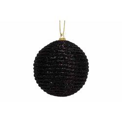 Kerstbal Rope Glitter Zwart D8cm Kunstst Of 