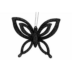 Hanger Butterfly Glitter Zwart 10x2,5xh8 ,5cm Kunststof 