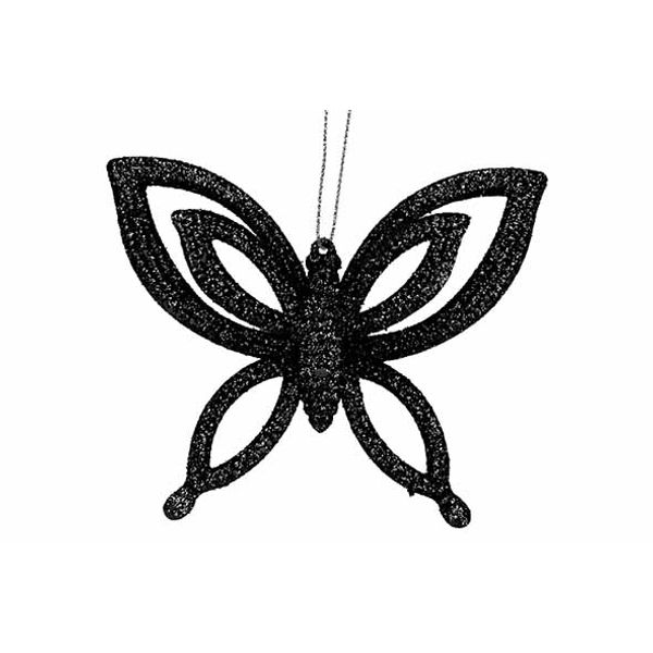 Hanger Butterfly Glitter Zwart 10x2,5xh8 ,5cm Kunststof 