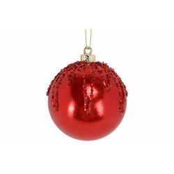 Kerstbal Sparke Rood D8cm Kunststof  