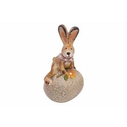 Cosy @ Home Lapin Sitting On Egg Lovely Lavender Taupe 8,7x7,7xh15,3cm Polyresine 