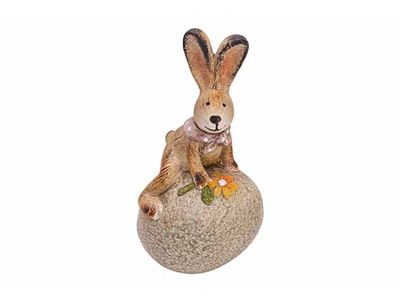 Konijn Sitting On Egg Lovely Lavender Taupe 8,7x7,7xh15,3cm Polyresin