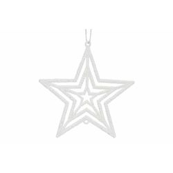 Hanger Star Glitter Wit 10xh10cm Kunstst Of 