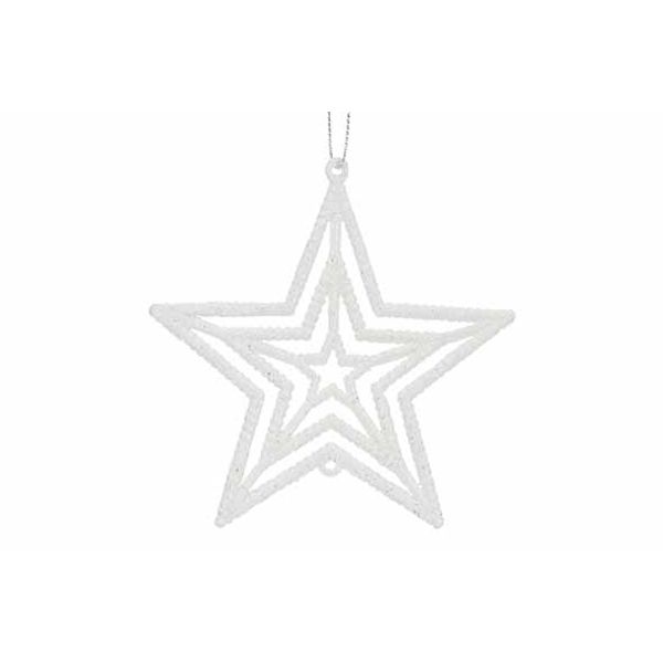 Hanger Star Glitter Wit 10xh10cm Kunstst Of 