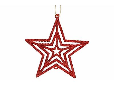 Suspension Star Glitter Rouge 10xh10cm P Lastic