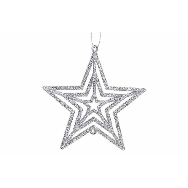 Hanger Star Glitter Zilver 10xh10cm Kuns Tstof 