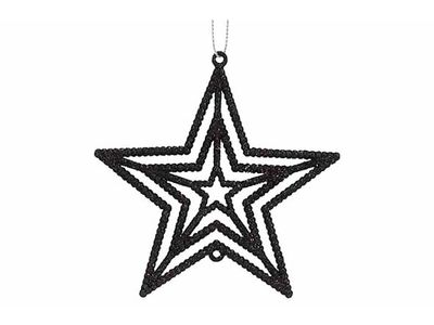 Hanger Star Glitter Zwart 10xh10cm Kunst Stof