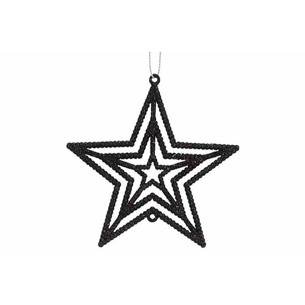 Hanger Star Glitter Zwart 10xh10cm Kunst Stof 