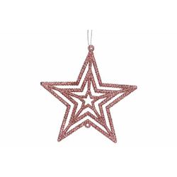 Hanger Star Glitter Roze 10xh10cm Kunsts Tof 