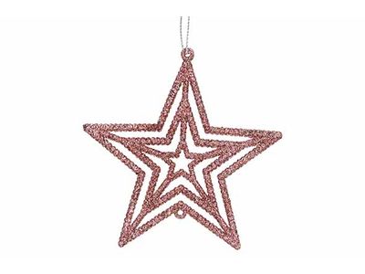 Hanger Star Glitter Roze 10xh10cm Kunsts Tof