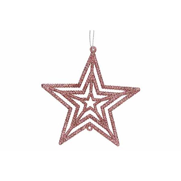 Hanger Star Glitter Roze 10xh10cm Kunsts Tof 