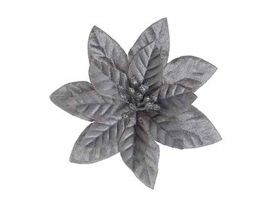 Kerstroos Clip Zilver 12x2xh12cm Fluweel 