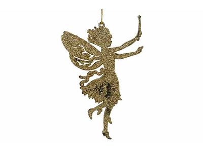 Suspension Elf Glitter Dore 9xh14cm Plas Tic