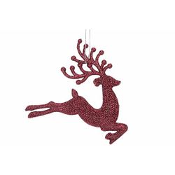 Hanger Deer Glitter Bordeaux 12xh12cm Ku Nststof 