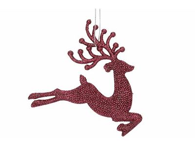 Hanger Deer Glitter Bordeaux 12xh12cm Ku Nststof
