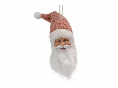 Kerstmanhoofd Hanger Roze H28cm Polyeste R