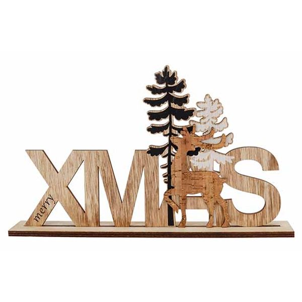 Letterdeco Xmas Natuur 27x4xh16cm Hout  