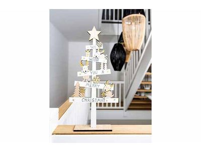 Kerstboom We Wish Nature Wit 21x5xh45cm Hout