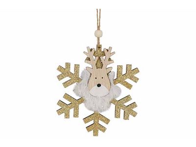 Hertenkop Hanger Gold Natuur 10x1xh10cm Hout