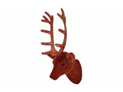 Hertenkop Hanger Flocked Terracotta 10x1 6xh20cm Kunststof