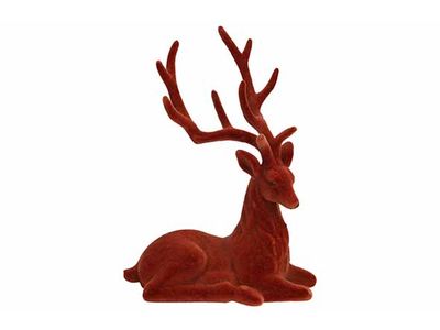 Hert Flocked Roest 16x10xh22cm Kunststof 