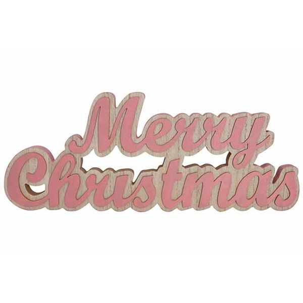 Letterdeco Merry Christmas Roze 48x2,5xh 20cm Hout 