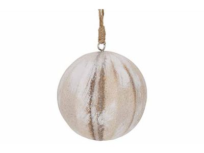 Kerstbal Wash Natuur D8cm Hout 