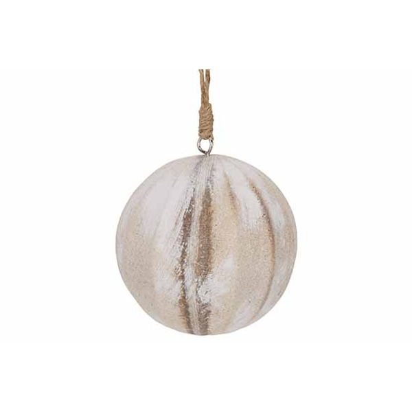 Kerstbal Wash Natuur D8cm Hout  