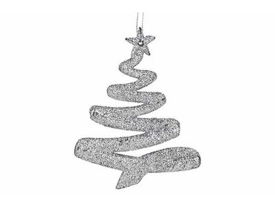 Hanger Kerstboom Glitter Zilver 9,5xh12c M Kunststof