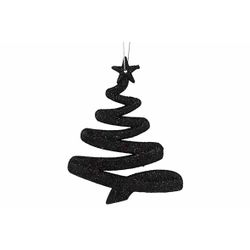 Hanger Kerstboom Glitter Zwart 9,5xh12cm  Kunststof 