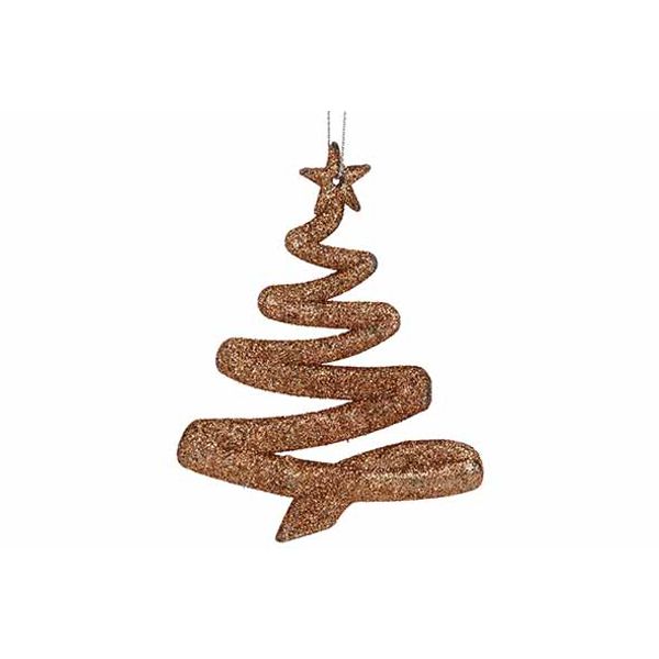 Hanger Kerstboom Glitter Koper 9,5xh12cm  Kunststof 