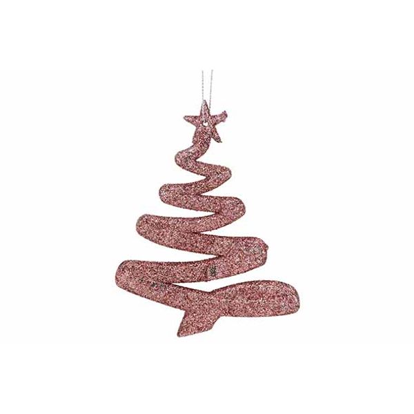 Hanger Kerstboom Glitter Roze 9,5xh12cm Kunststof 