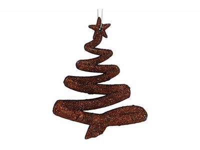 Hanger Kerstboom Glitter Bruin 9,5xh12cm  Kunststof