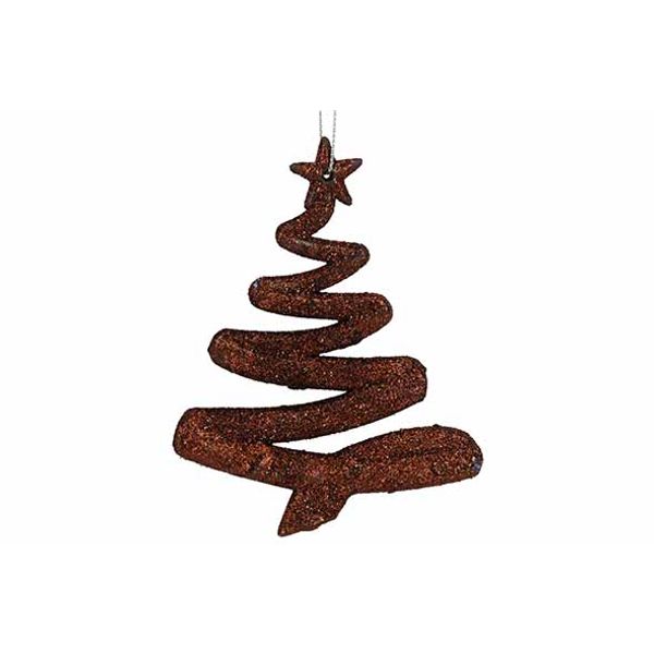 Hanger Kerstboom Glitter Bruin 9,5xh12cm  Kunststof 