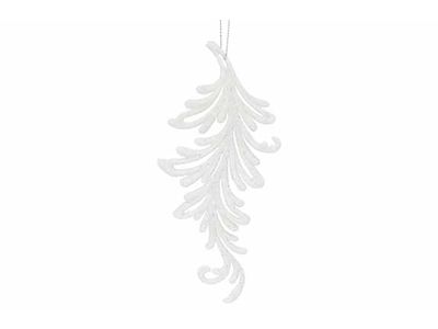 Suspension Leaf Glitter Blanc 7xh16cm Pl Astic