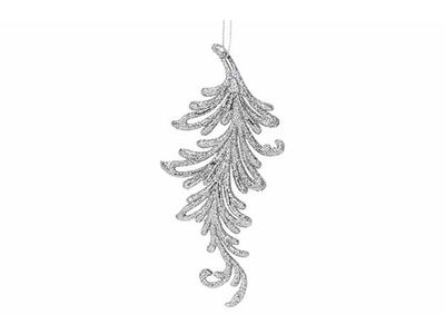 Hanger Leaf Glitter Zilver 7xh16cm Kunst Stof
