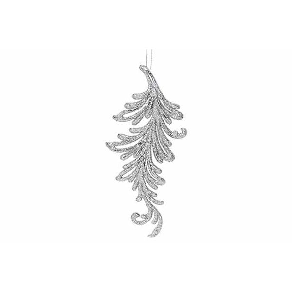 Hanger Leaf Glitter Zilver 7xh16cm Kunst Stof 