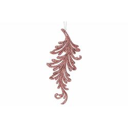 Hanger Leaf Glitter Roze 7xh16cm Kunstst Of 