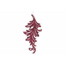 Hanger Leaf Glitter Bordeaux 7xh16cm Kun Ststof 