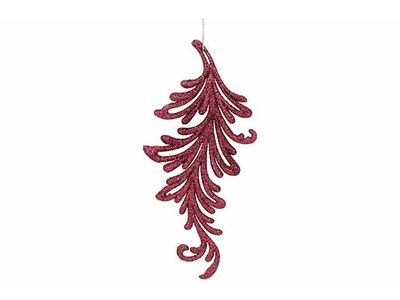 Hanger Leaf Glitter Bordeaux 7xh16cm Kun Ststof