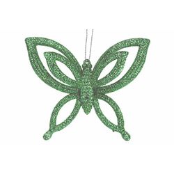 Hanger Butterfly Glitter Groen 10x2,5xh8 ,5cm Kunststof 