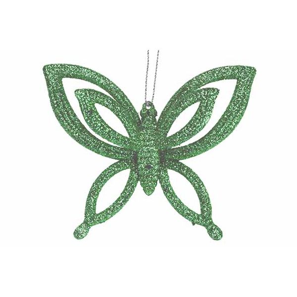 Hanger Butterfly Glitter Groen 10x2,5xh8 ,5cm Kunststof 